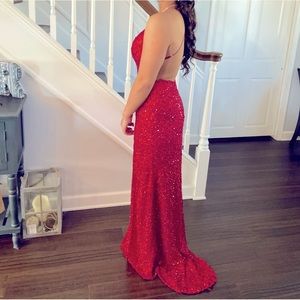 PROM DRESS Size 8 beautiful red sequin prom dress worn once excellent condition!